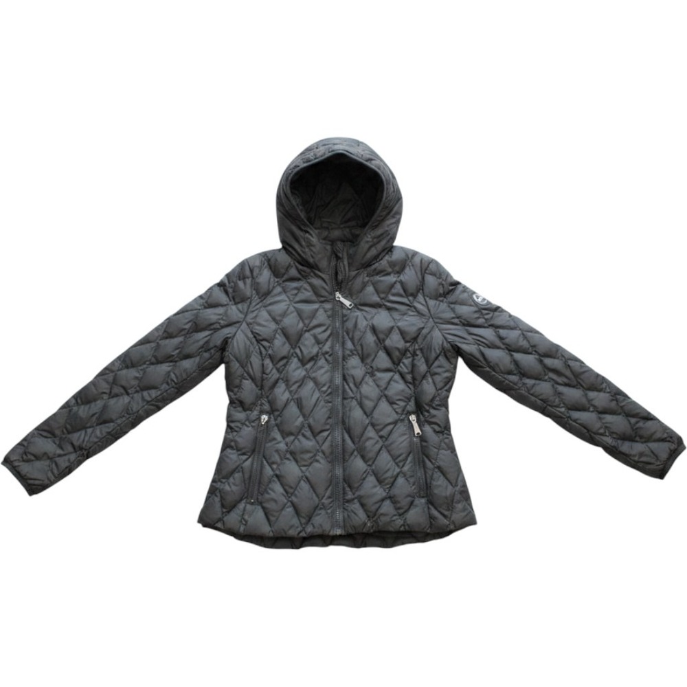 Michael Michael Kors Down Puffer‎ Jacket Womens Small Grey Packable Hood EUC